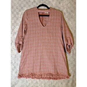 I Joah Vintage 1990S Style Grunge Plaid V-Neck With Roll Sleeves Size Small